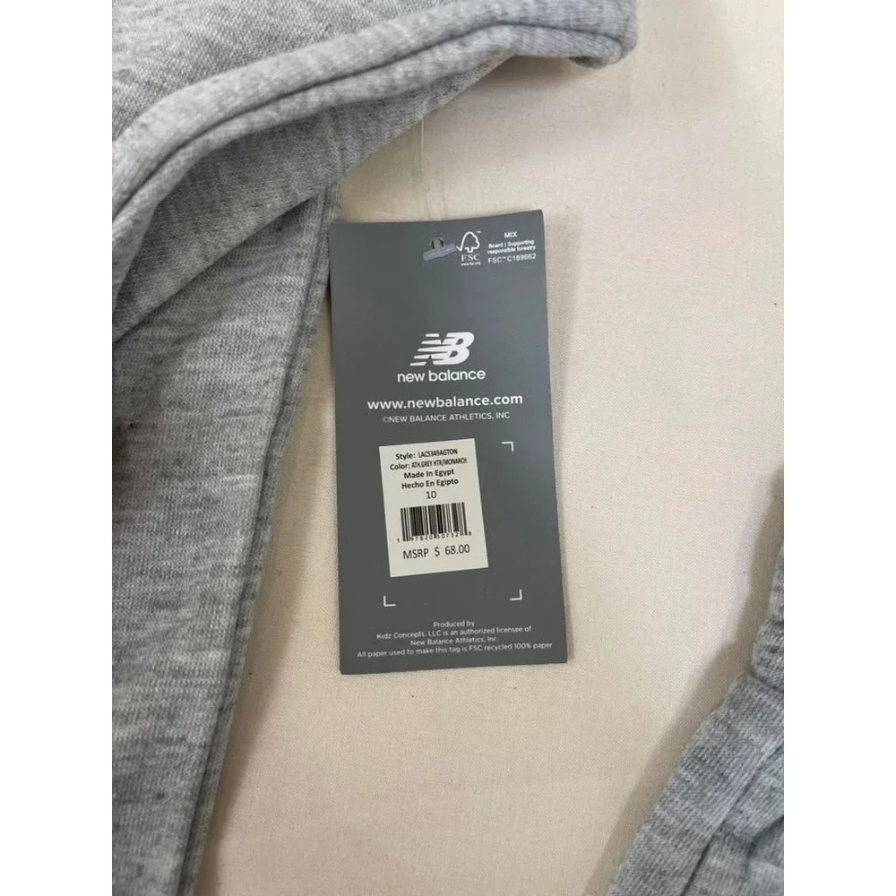 New Balance Kids 3 Piece Set Hoodie Joggers T-Shirt‎ Grey Maroon Size 10